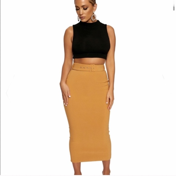 NWT NAKED WARDROBE HIGH RISE BODYCON MIDI SKIRT M - Picture 9 of 13